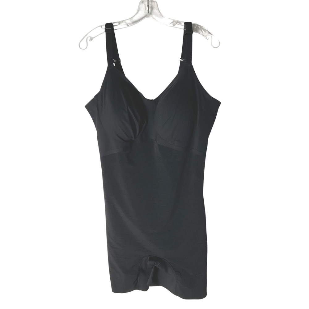 Honeylove Sleeveless Mid-Thigh Bodysuit Compression TPBS00010 Black Plus Size 3X